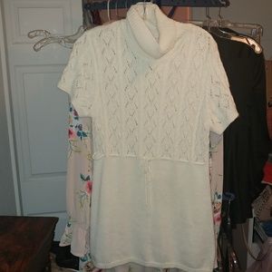 Michael Kors | ivory tunic short sleeve knit angora sweater Large